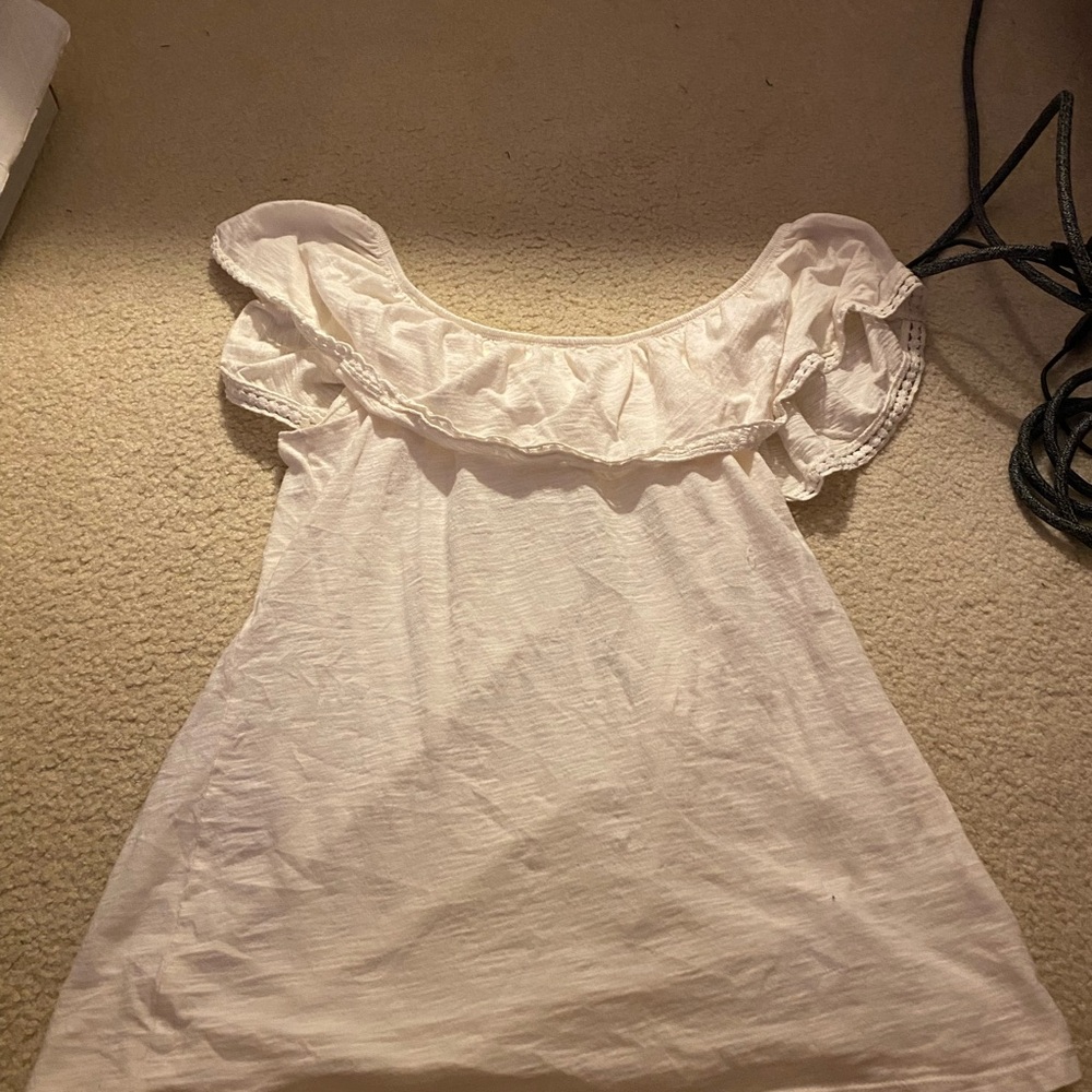 White Ruffle Sleeve Women's Top